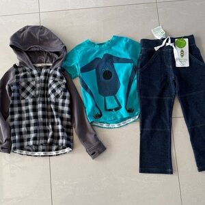 Teal Monster Graphic Kids T-Shirt, hoodie and Jean set